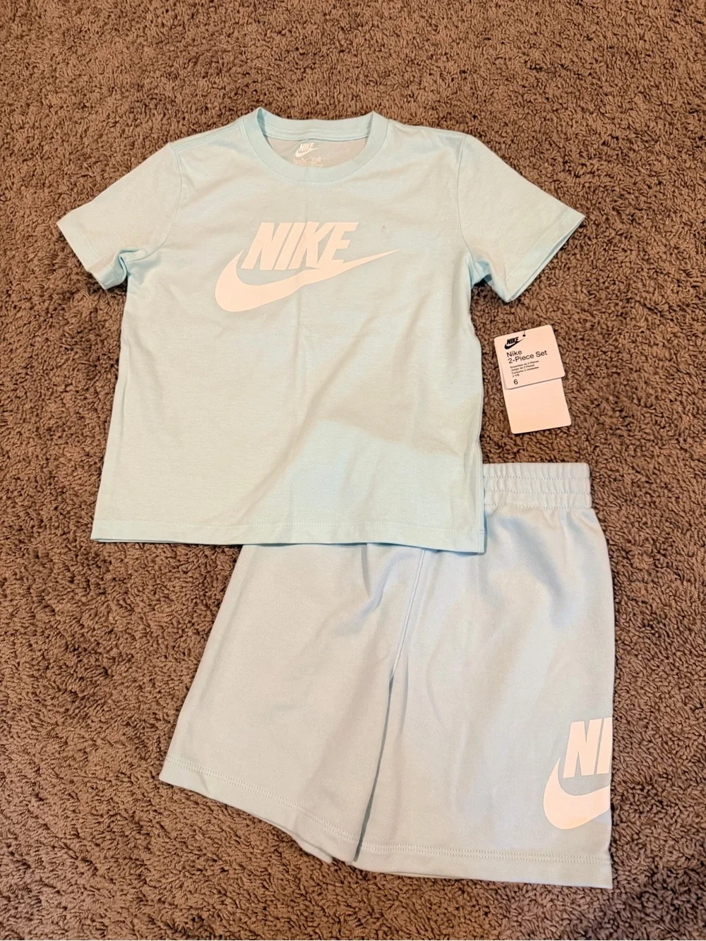 Nike Kids Light Blue Logo Tee & Shorts Set